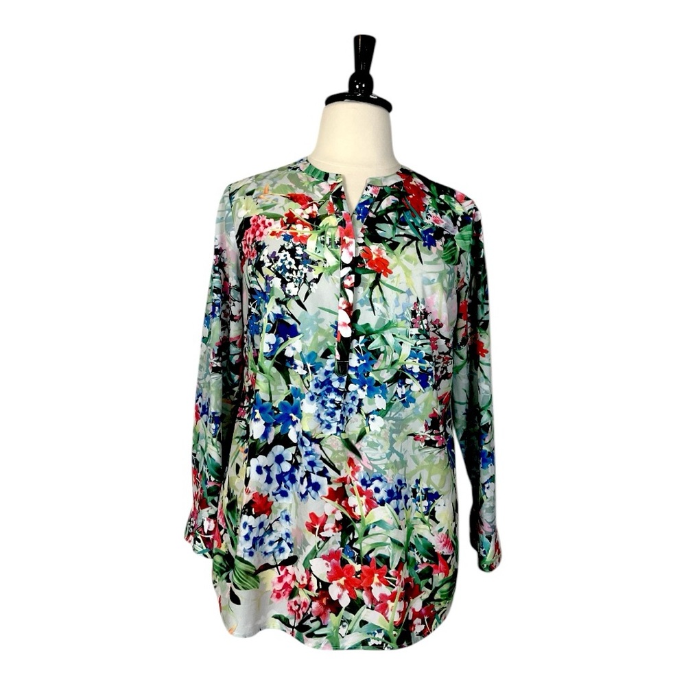 Talbots Plus Top Popover Split Button Neck Tunic … - image 1